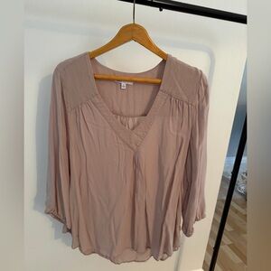 DR2 Women's Taupe V-Neck Blouse